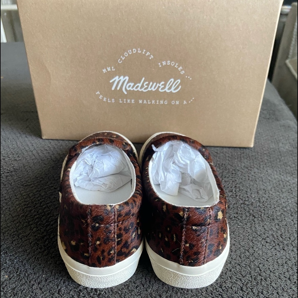 Madewell Slip-on Sneaker in Rich Brown Leopard Print Calf Hair size 6 - Picture 3 of 10